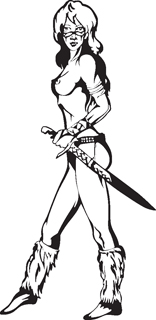 Sexy warrior girl decal 3